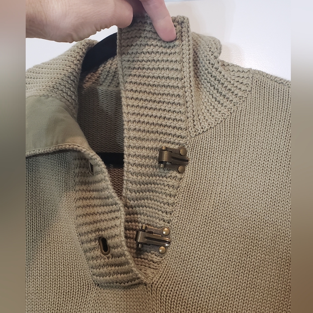 Lauren Ralph Lauren Knit Pullover Sweater Double Metal Clasps Olive Green Size L - Picture 10 of 13